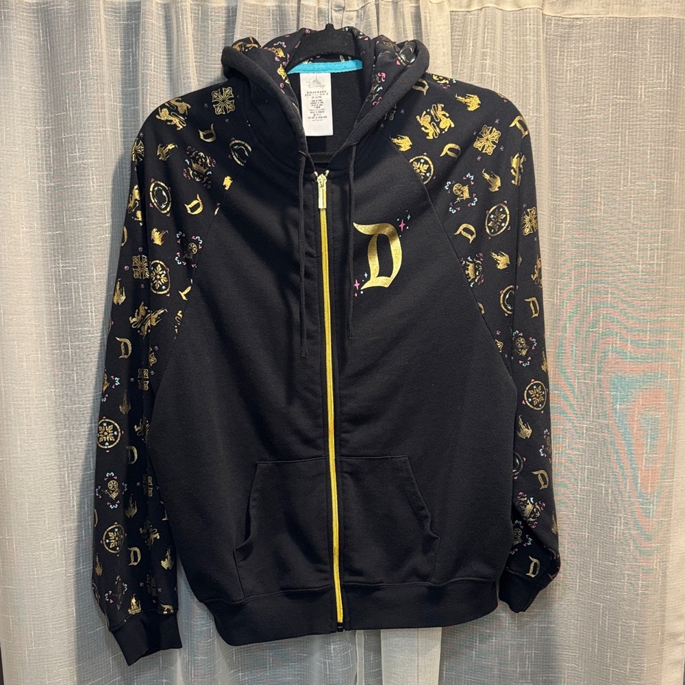 Disney Black Hoodie with Gold and Blue Details size M